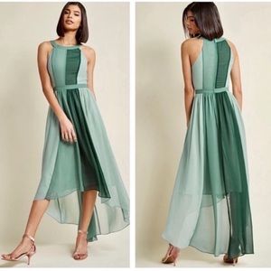 Green ModCloth color block high low dress